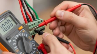 Person using a digital multimeter.